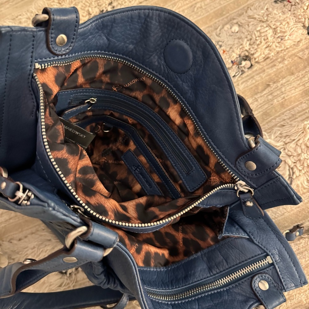B. Makowsky Blue Leather Purse - Picture 6 of 14